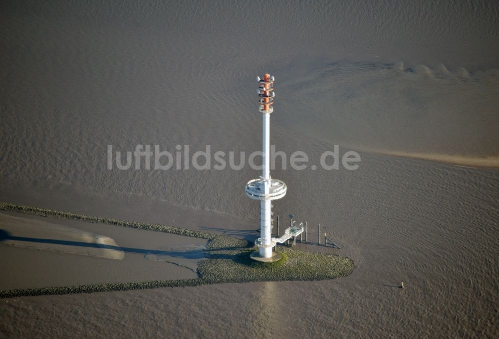 Luftbild Kollmar - Radarturm und Quermarkenfeuer Rhinplate Süd im Bundesland Schleswig-Holstein