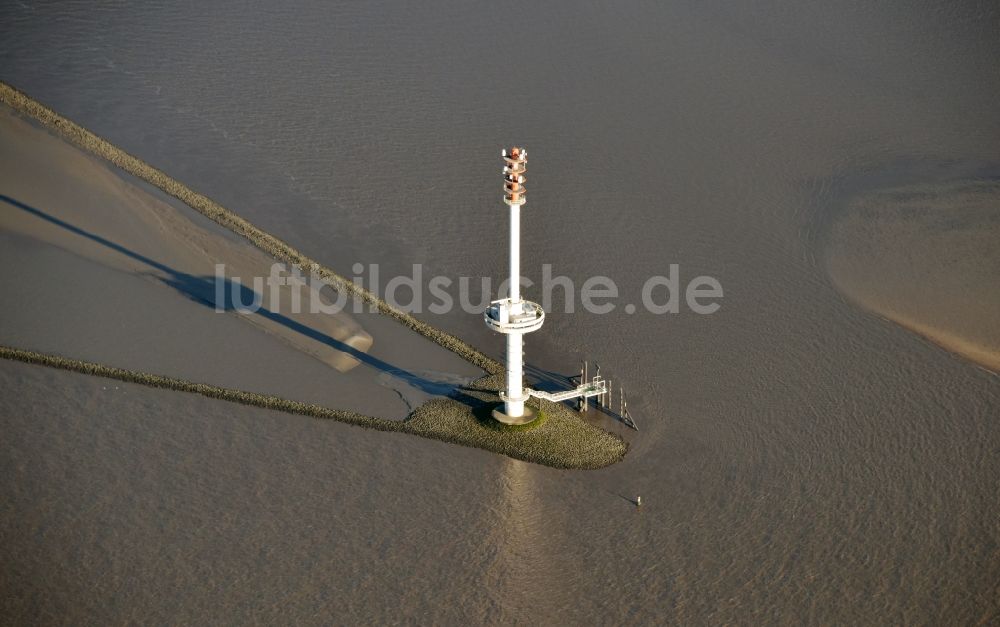 Luftaufnahme Kollmar - Radarturm und Quermarkenfeuer Rhinplate Süd im Bundesland Schleswig-Holstein