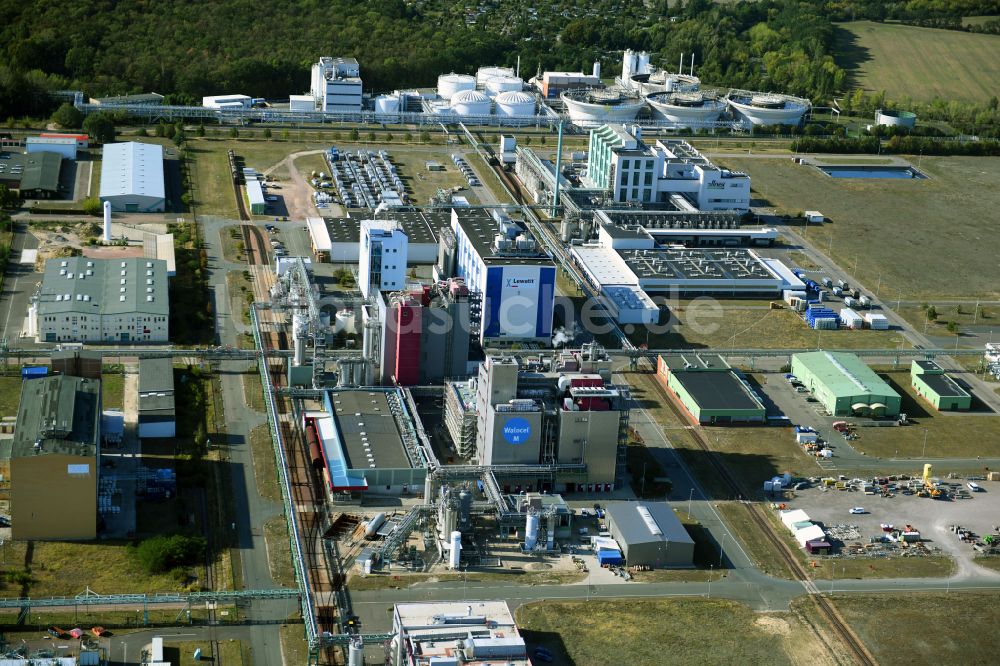 Luftbild Bitterfeld-Wolfen - Raffinerie- Werksgelände des Chemieproduzenten Dow Deutschland Anlagengesellschaft mbH im Ortsteil Greppin in Bitterfeld-Wolfen im Bundesland Sachsen-Anhalt