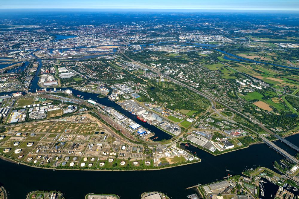 Luftaufnahme Hamburg - Raffinerie- Werksgelände des Mineralölproduzenten Shell in Hamburg, Deutschland