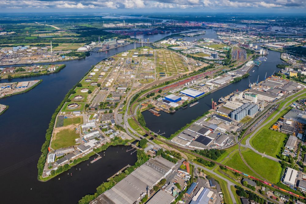Luftaufnahme Hamburg - Raffinerie- Werksgelände des Mineralölproduzenten Shell in Hamburg, Deutschland