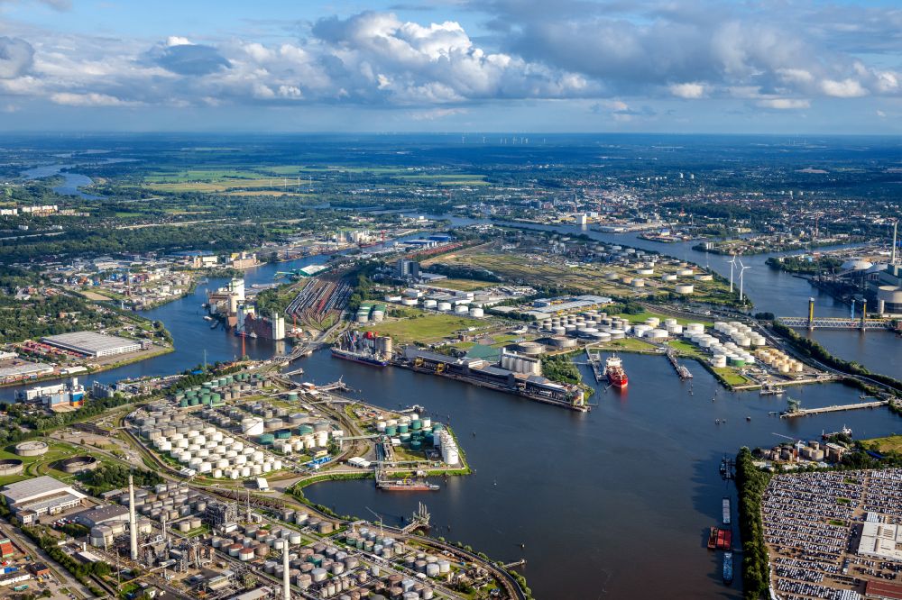 Hamburg von oben - Raffinerie- Werksgelände des Mineralölproduzenten Shell in Hamburg, Deutschland