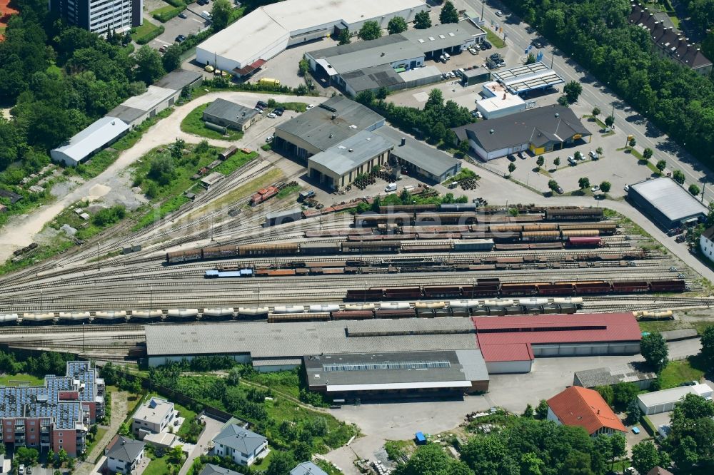 Luftaufnahme Augsburg - Rangierbahnhof und Güterbahnhof in Augsburg im Bundesland Bayern, Deutschland