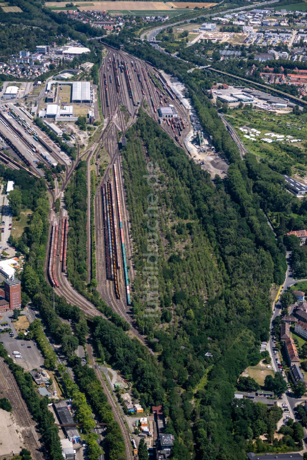 Braunschweig von oben - Rangierbahnhof und Güterbahnhof in Braunschweig im Bundesland Niedersachsen, Deutschland