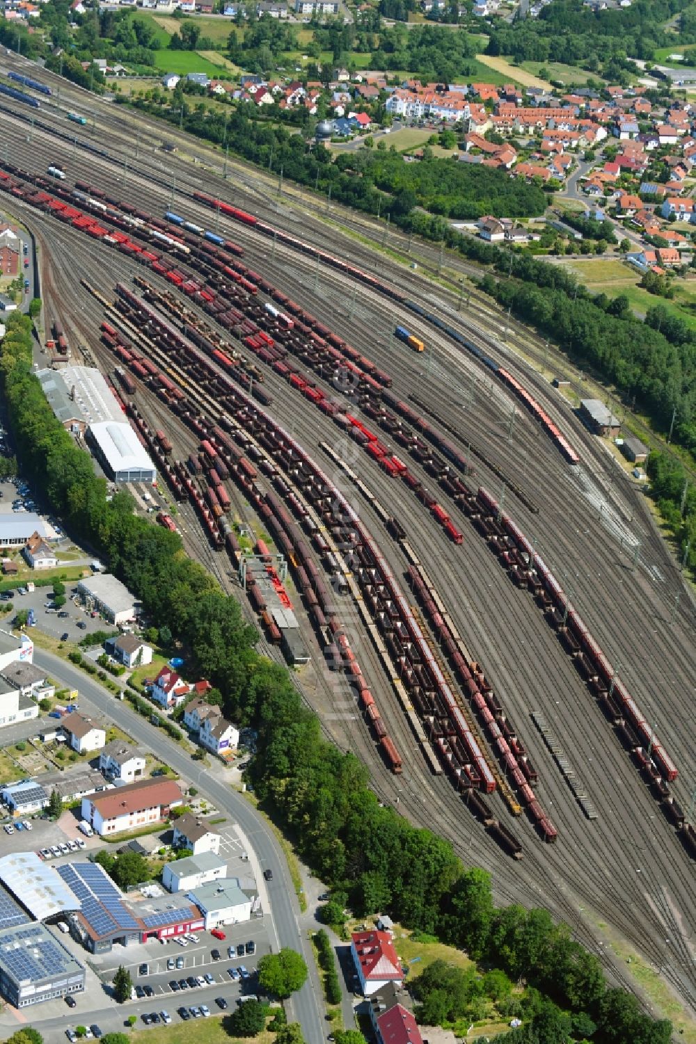 Luftaufnahme Bebra - Rangierbahnhof und Güterbahnhof der Deutschen Bahn in Bebra im Bundesland Hessen, Deutschland