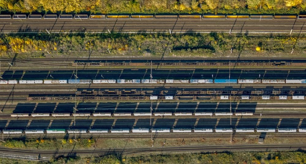 Luftbild Duisburg - Rangierbahnhof und Güterbahnhof der Deutschen Bahn im Ortsteil Meiderich-Beeck in Duisburg im Bundesland Nordrhein-Westfalen, Deutschland