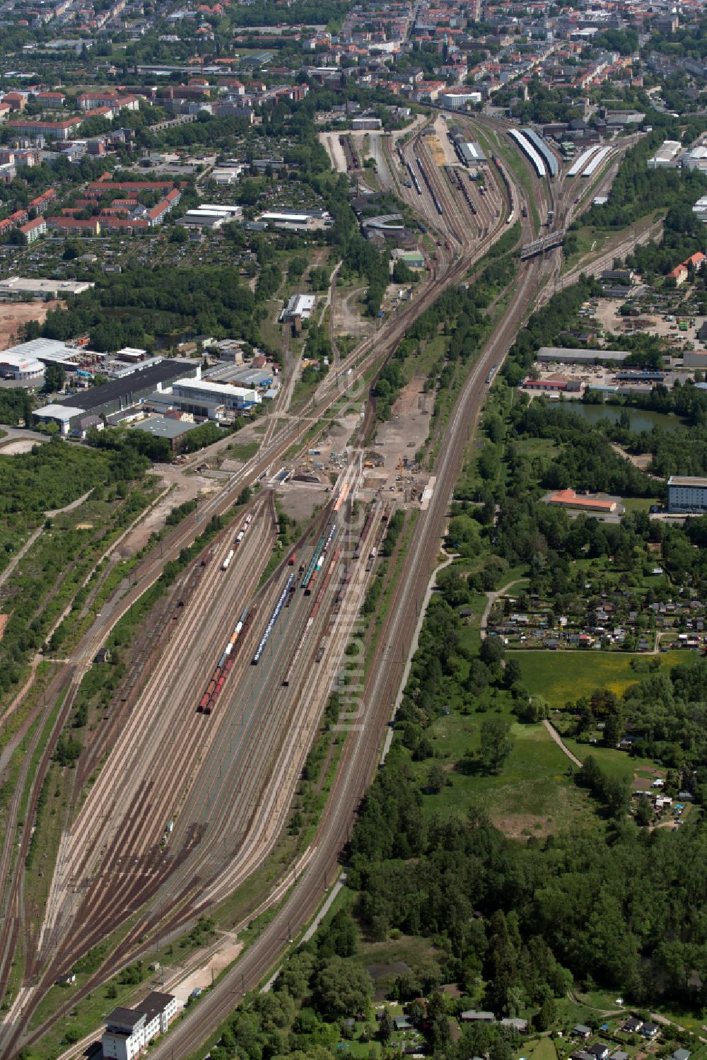 Luftbild Zwickau - Rangierbahnhof und Güterbahnhof der Deutschen Bahn in Zwickau im Bundesland Sachsen, Deutschland