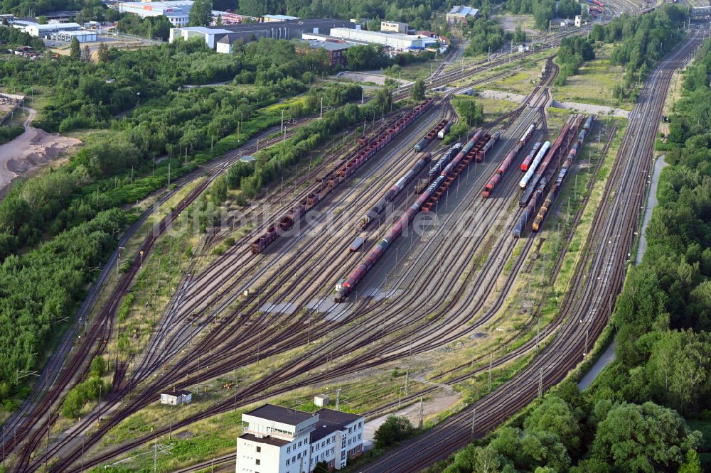 Luftaufnahme Zwickau - Rangierbahnhof und Güterbahnhof der Deutschen Bahn in Zwickau im Bundesland Sachsen, Deutschland
