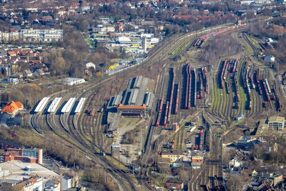 Luftaufnahme Herne - Rangierbahnhof und Güterbahnhof in Herne im Bundesland Nordrhein-Westfalen, Deutschland