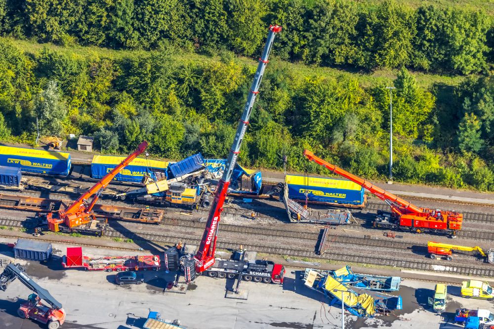 Luftbild Wanne-Eickel - Rangierunfall auf dem Güterbahnhof in Wanne-Eickel im Bundesland Nordrhein-Westfalen, Deutschland