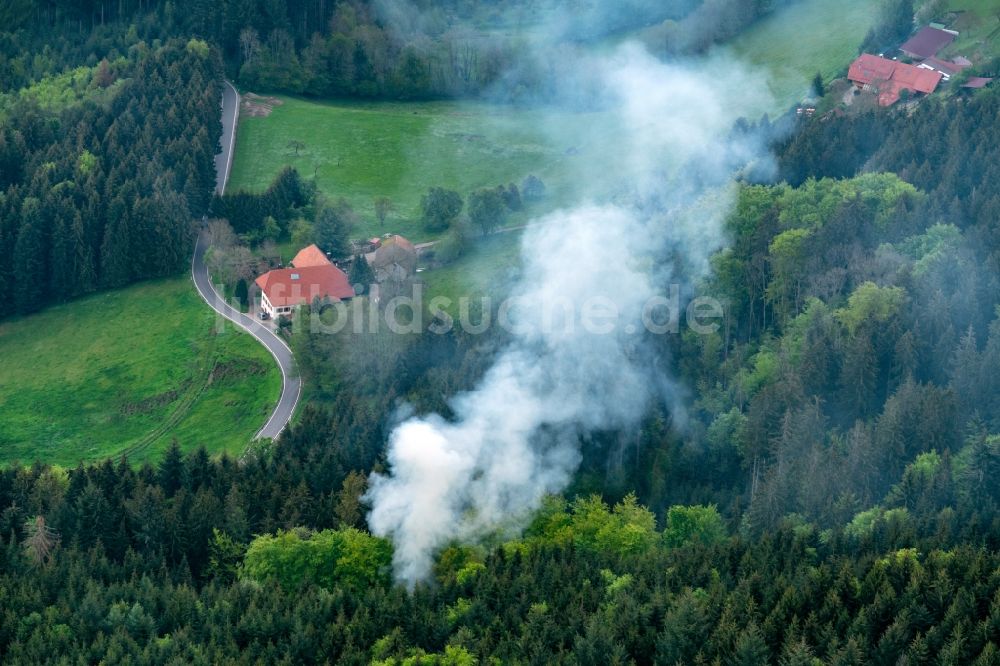 Luftbild Steinach - Rauchschwaden eines Brandes in Steinach im Bundesland Baden-Württemberg, Deutschland