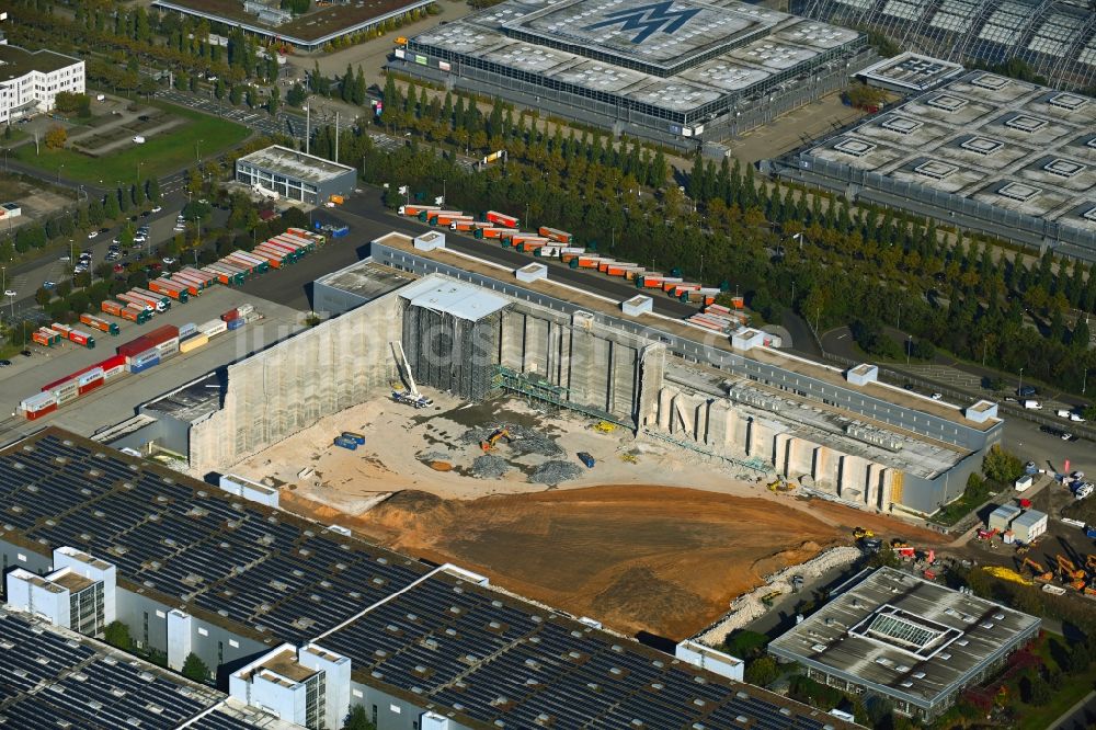 Luftbild Leipzig - Rückbau eines Hochregal- Lager-Gebäudekomplex und Logistikzentrum auf dem Gelände Am alten Flughafen in Leipzig im Bundesland Sachsen, Deutschland