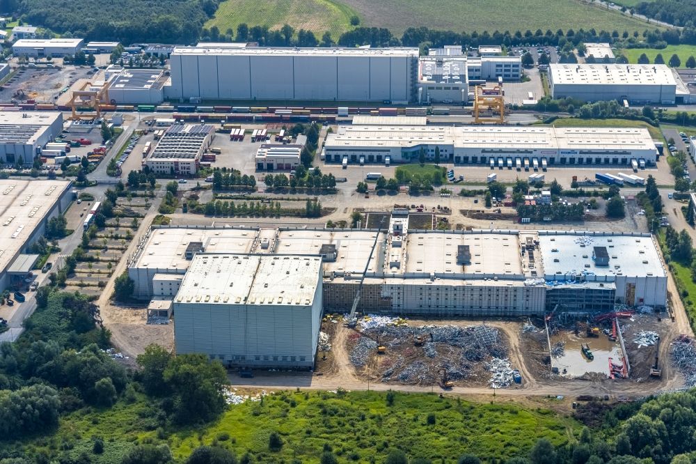 Luftbild Bönen - Rückbau eines Hochregal- Lager- Gebäudekomplex und Logistikzentrum WOOLWORTH in Bönen im Bundesland Nordrhein-Westfalen, Deutschland