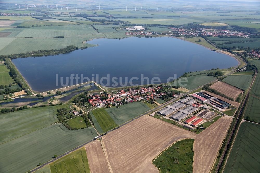Luftaufnahme Henschleben - Rückhaltebecken Straußfurt in Henschleben im Bundesland Thüringen, Deutschland