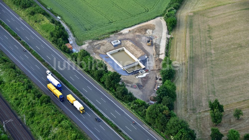 Luftaufnahme Bockeroth - Rückhaltebecken und Wasserspeicher - Neubau in Bockeroth im Bundesland Nordrhein-Westfalen, Deutschland