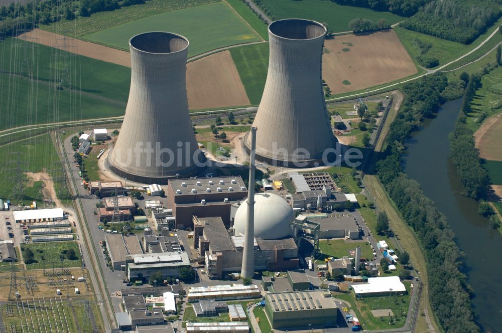 Luftbild Grafenrheinfeld - Reaktorblöcke und Anlagen des AKW - KKW Kernkraftwerk in Grafenrheinfeld im Bundesland Bayern