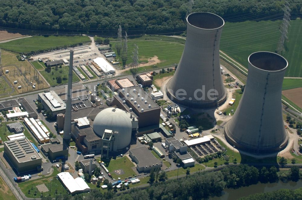 Luftbild Grafenrheinfeld - Reaktorblöcke und Anlagen des AKW - KKW Kernkraftwerk in Grafenrheinfeld im Bundesland Bayern