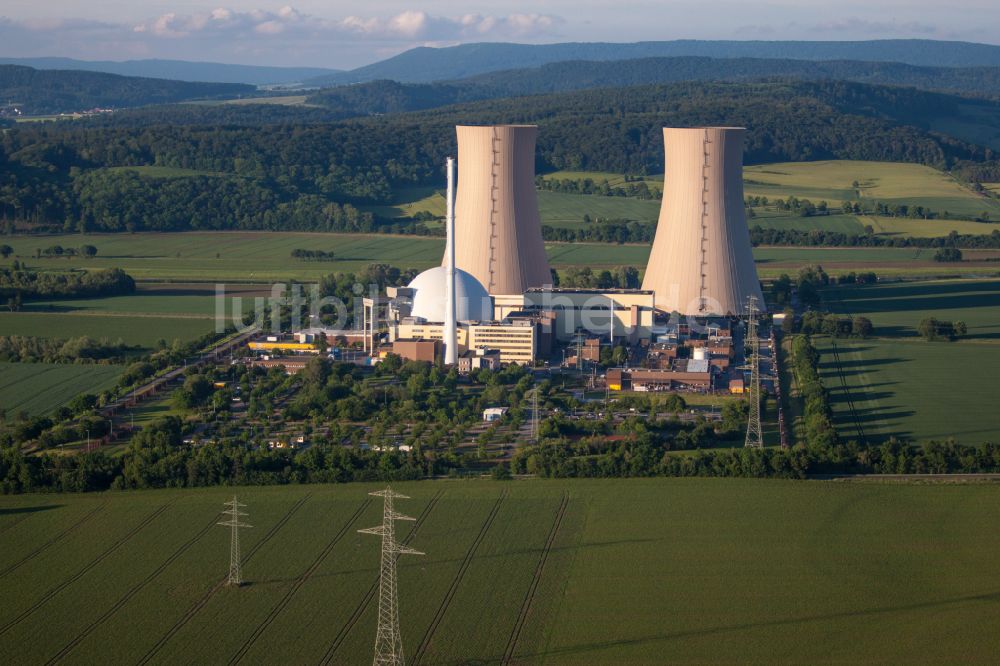 Luftbild Grohnde - Reaktorblöcke und Anlagen des AKW - KKW Kernkraftwerk Grohnde im Bundesland Niedersachsen, Deutschland