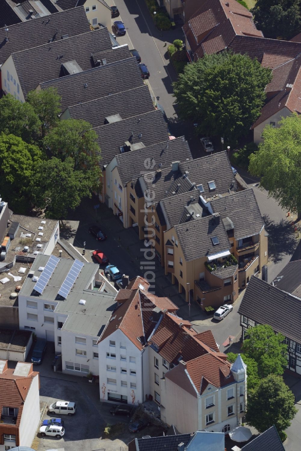 Unna aus der Vogelperspektive: Reihen- Wohnhaus der MARKUS GEROLD UNTERNEHMENSGRUPPE in Unna im Bundesland Nordrhein-Westfalen