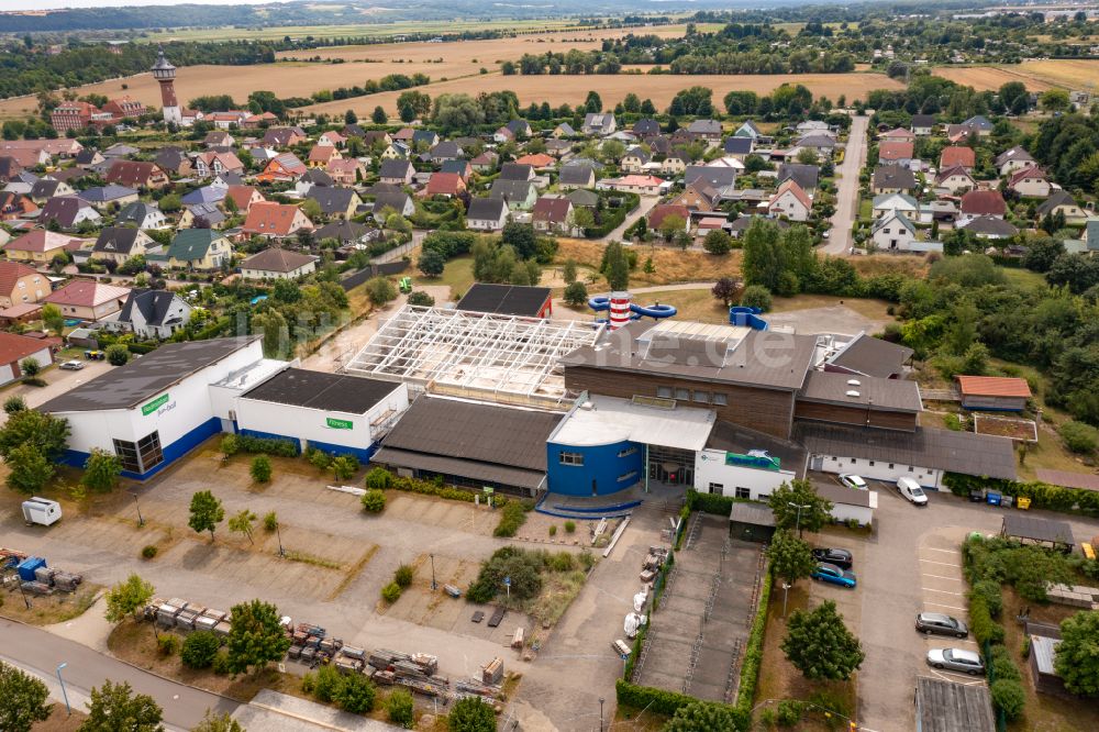 Luftaufnahme Schwedt/Oder - Rekonstruktion der Freizeiteinrichtung AquariUM in Schwedt/Oder im Bundesland Brandenburg, Deutschland