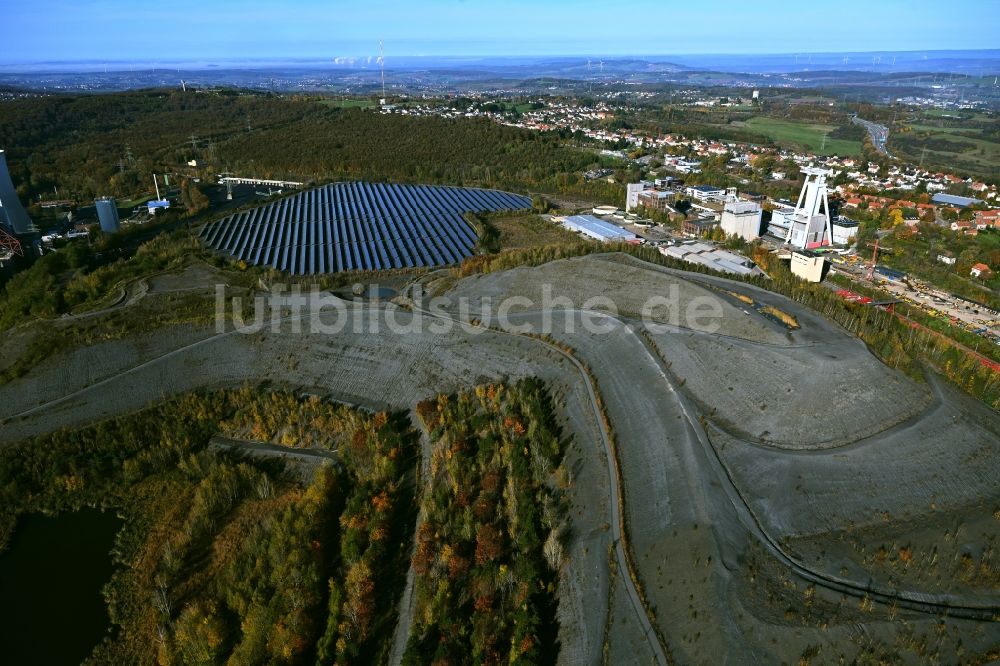 Luftbild Quierschied - Renaturierung der Abraumhalde der Steinkohleförderung in Quierschied im Bundesland Saarland, Deutschland