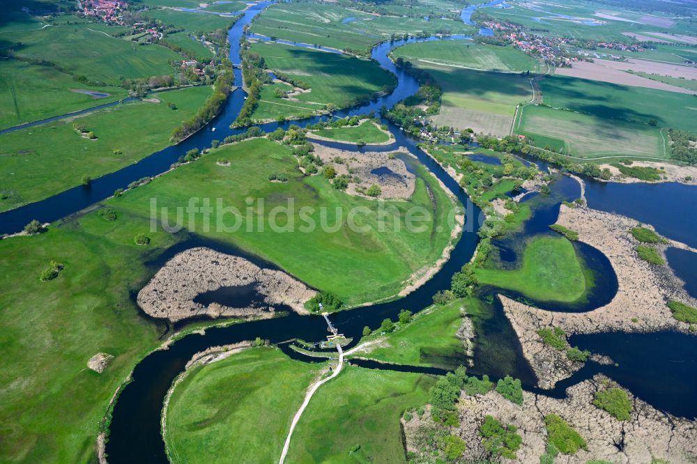 Luftbild Havelaue - Renaturierung an den Uferbereichen des Flusses Gülper Havel in Havelaue im Bundesland Brandenburg, Deutschland