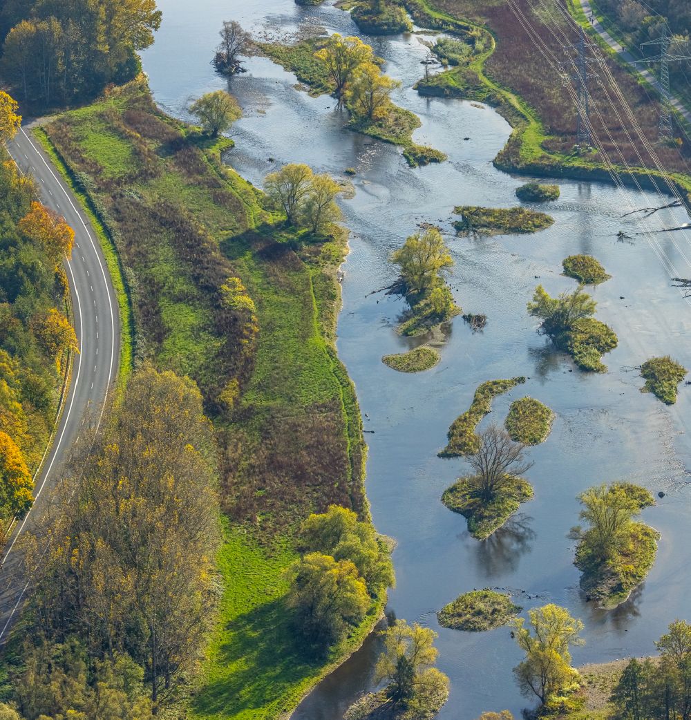 Luftaufnahme Hagen - Renaturierung an den Uferbereichen des Flusses Lenne in Hagen im Bundesland Nordrhein-Westfalen, Deutschland