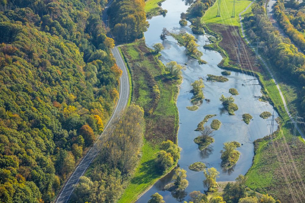 Hagen von oben - Renaturierung an den Uferbereichen des Flusses Lenne in Hagen im Bundesland Nordrhein-Westfalen, Deutschland