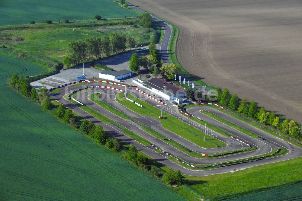 Luftbild Belleben - Rennstrecke der Rennbahn der Kartbahn Motodrom Belleben im Bundesland Sachsen-Anhalt, Deutschland