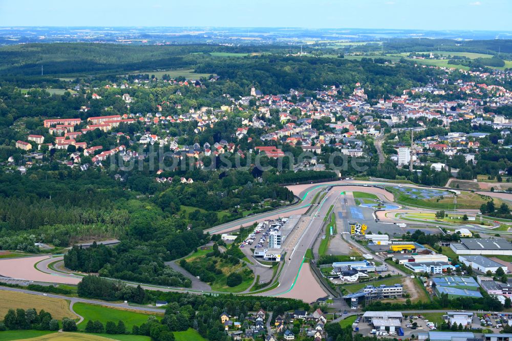 Luftaufnahme Oberlungwitz - Rennstrecke der Rennbahn am Sachsenring in Oberlungwitz im Bundesland Sachsen