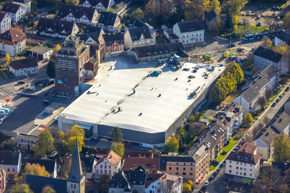 Bochum von oben - Revitalisierung und Erweiterungs- Baustelle am Gebäudekomplex des Einkaufszentrum Matrix in Bochum im Bundesland Nordrhein-Westfalen, Deutschland