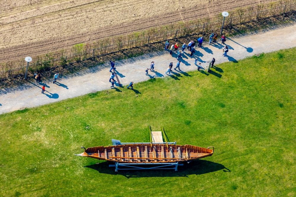 Luftbild Haltern am See - Römerboot am Museums- Gebäude- Ensemble des LWL-Römermuseums in Haltern am See im Bundesland Nordrhein-Westfalen