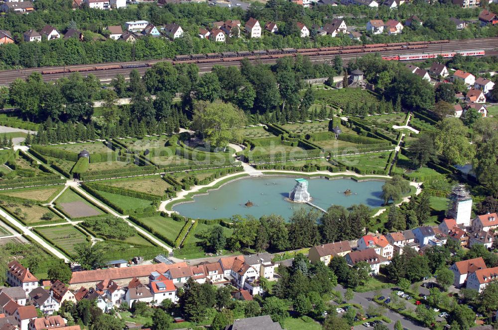 Luftaufnahme Würzburg - Rokokogarten des Schlosses Veitshöchheim bei Würzburg
