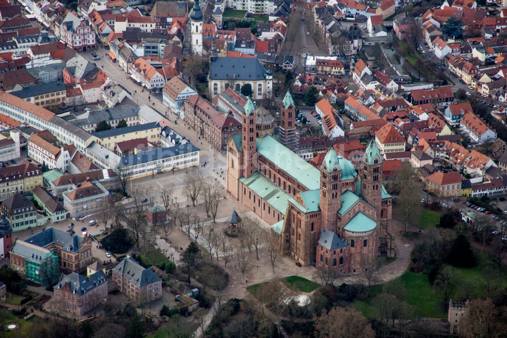 Luftaufnahme Speyer - Romanischer Dom zu Speyer im Bundesland Rheinland-Pfalz, Deutschland