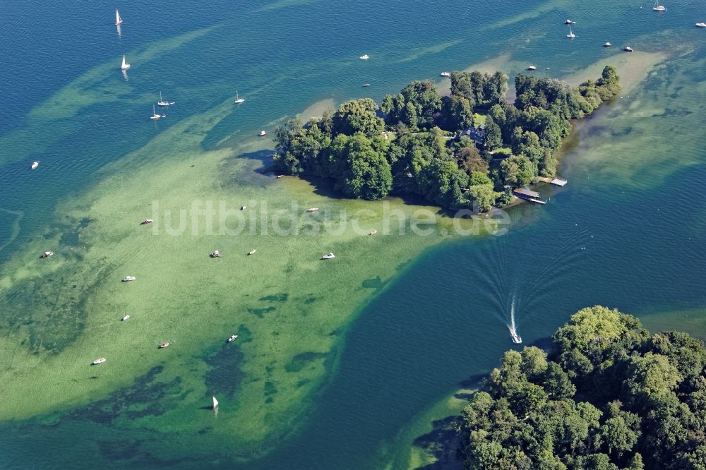 Luftbild Feldafing - Roseninsel auf dem Starnberger See bei Feldafing im Bundesland Bayern