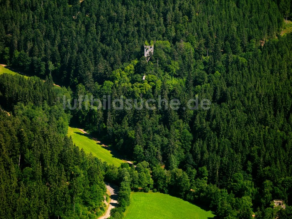 Bonndorf-Wittlekofen aus der Vogelperspektive: Ruine der Burg Steinegg bei Bonndorf-Wittlekofen im Bundesland Baden-Württemberg