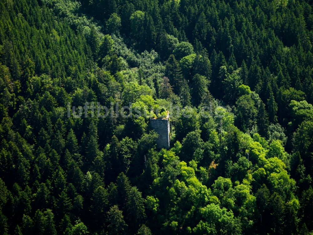 Luftaufnahme Bonndorf-Wittlekofen - Ruine der Burg Steinegg bei Bonndorf-Wittlekofen im Bundesland Baden-Württemberg