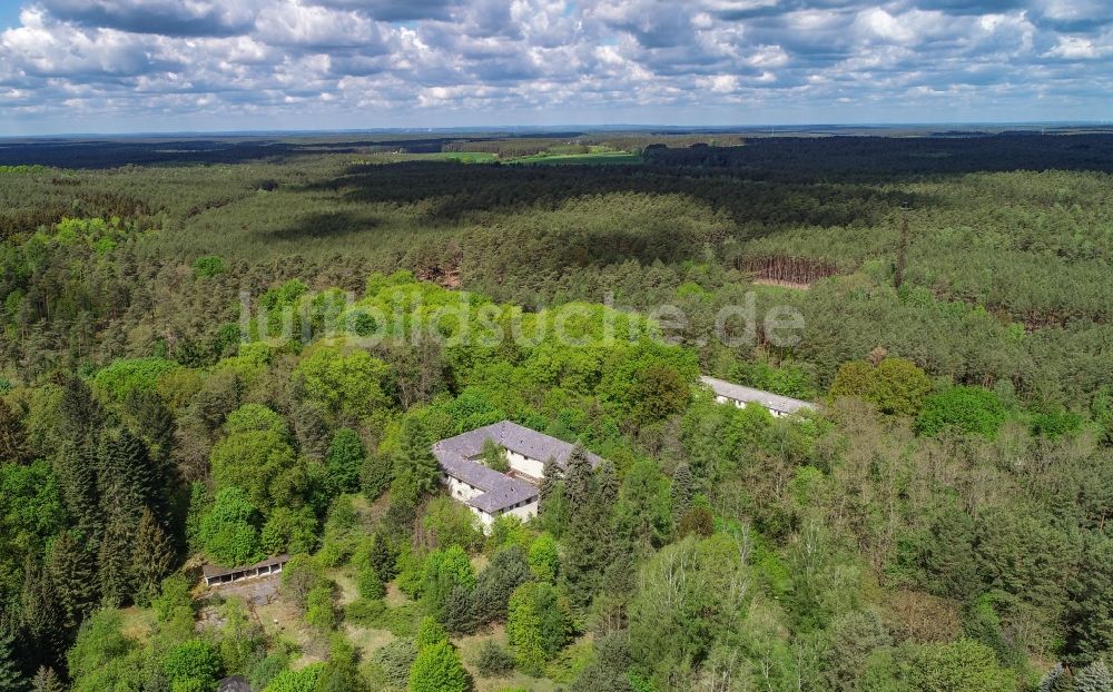 Luftbild Treppeln - Ruine des ehemaligen Forsthaus in Treppeln im Bundesland Brandenburg, Deutschland
