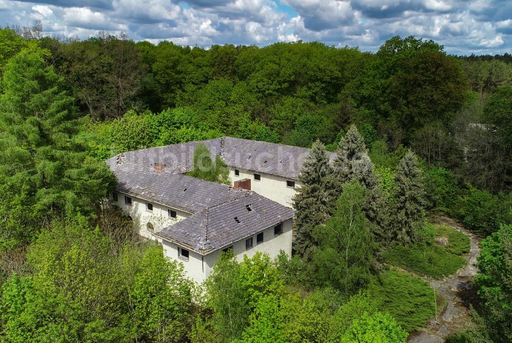 Luftaufnahme Treppeln - Ruine des ehemaligen Forsthaus in Treppeln im Bundesland Brandenburg, Deutschland