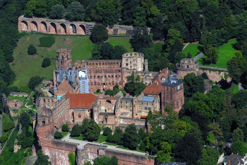 Heidelberg aus der Vogelperspektive: Ruine des Heidelberger Schloss