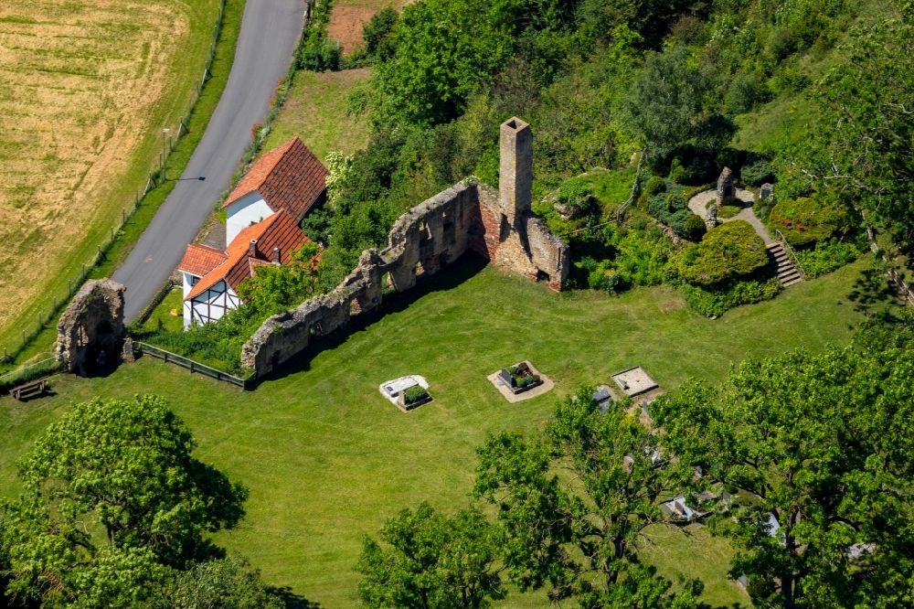Luftbild Waldeck - Ruine des Klosters in Ober-Werbe im Bundesland Hessen, Deutschland