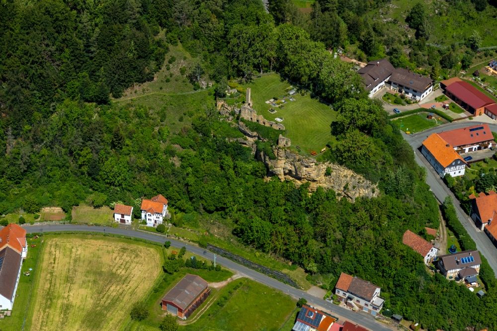 Luftaufnahme Waldeck - Ruine des Klosters in Ober-Werbe im Bundesland Hessen, Deutschland