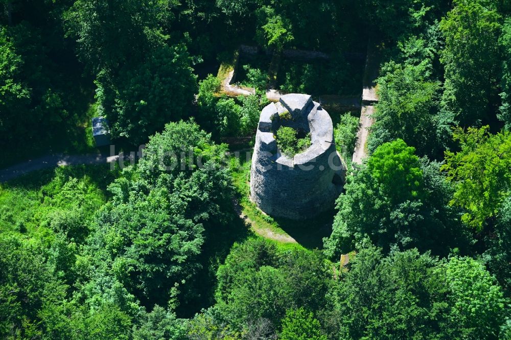Luftbild Bad Driburg - Ruine und Mauerreste der Burgruine Iburg in Bad Driburg im Bundesland Nordrhein-Westfalen, Deutschland