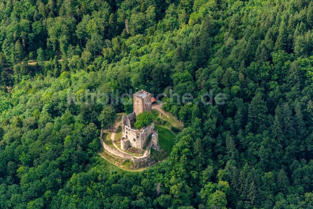 Luftbild Waldkirch - Ruine und Mauerreste der Burgruine Kastelburg in Waldkirch im Bundesland Baden-Württemberg, Deutschland