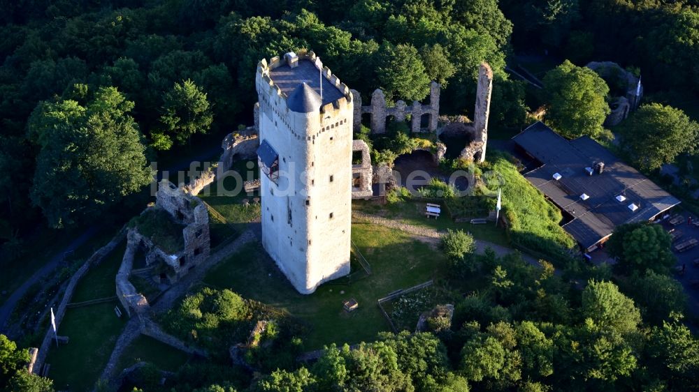 Luftbild Niederdürenbach - Ruine und Mauerreste der ehemaligen Burganlage Olbrück in Niederdürenbach im Bundesland Rheinland-Pfalz, Deutschland