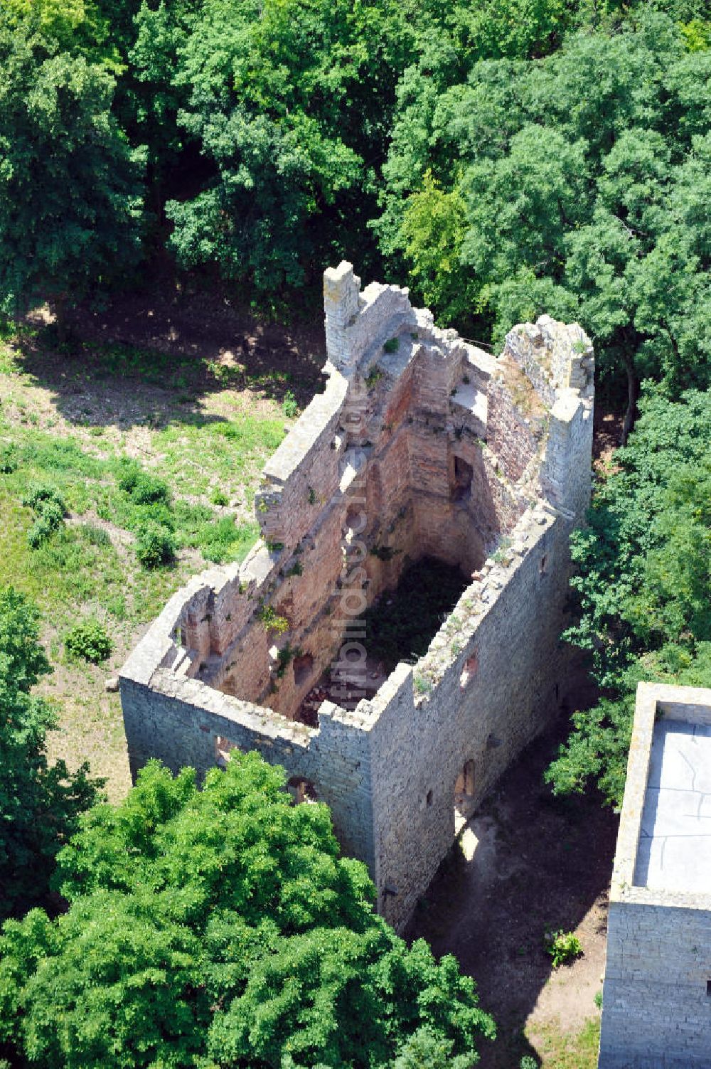Oldisleben OT Sachsenburg von oben - Ruine Obere Sachsenburg in Thüringen