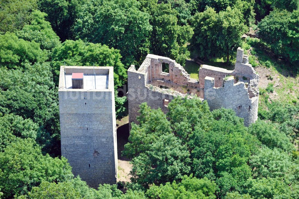 Luftaufnahme Oldisleben OT Sachsenburg - Ruine Obere Sachsenburg in Thüringen