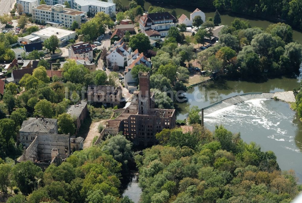 Halle (Saale) aus der Vogelperspektive: Ruine Papiermühle in Halle (Saale) im Bundesland Sachsen-Anhalt, Deutschland