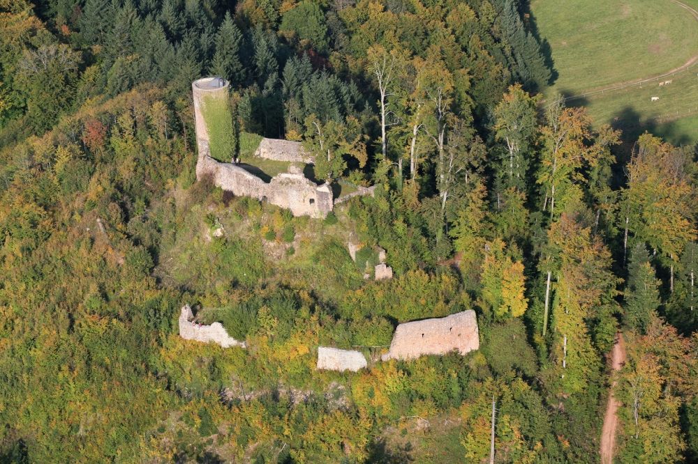 Luftaufnahme Kandern - Ruine Sausenburg bei Kandern im Bundesland Baden-Württemberg