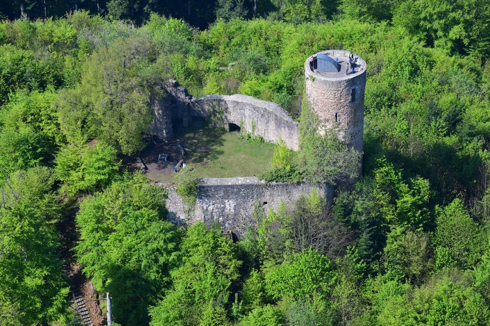 Kandern von oben - Ruine Sausenburg bei Kandern im Bundesland Baden-Württemberg